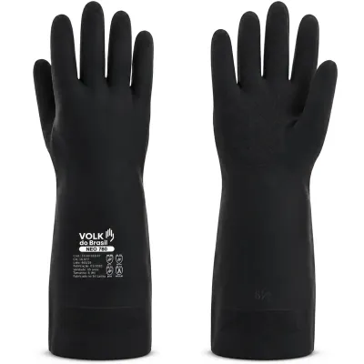 Luva Volk NEO 780 10.40.018.07 Neoprene Química Tipo A Nível Máximo, Biológica, Térmica e Impermeável Preta CA 16977