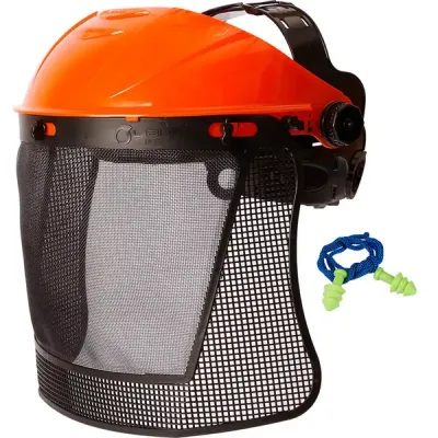 Kit Eco Roçador Libus Protetor Facial Malha Florestal 8x14 ANSI Z87.1 + Auditivo Quantum NRRsf 14 dB Ajuste por Pinos 904656 CA 35.981