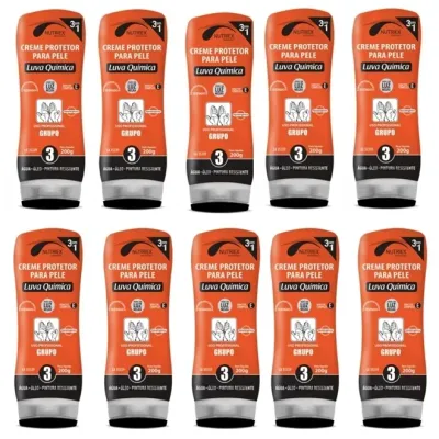 Creme Protetor Luva Química 3 em 1 Nutriex Grupo 3 200g CA 43802 Caixa com 50 Unidades