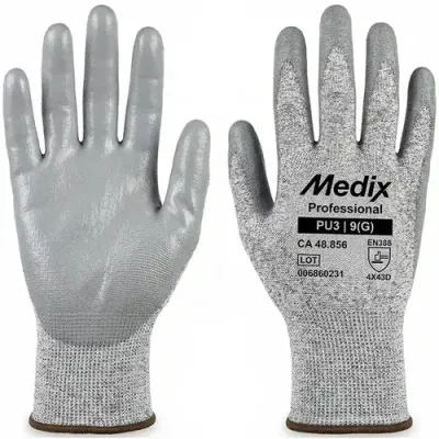 Luva Anti-Corte PU3 MBX Medix Com Banho de PU Resistente a Corte Teste Nível D CA 48856
